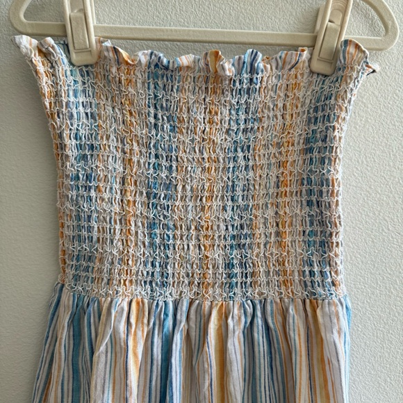 Reformation Bermuda Strapless Smocked Dress in Marbella Stripe - Picture 2 of 6